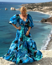 Load image into Gallery viewer, BONITA MAXI DRESS / dark turquoise xl flowers