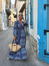 Load image into Gallery viewer, HIPPIE MAXI DRESS / navy blue floral print