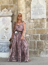 Load image into Gallery viewer, KARIATIDE MAXI DRESS/ Cafe Latte:  beige+dusty rose silk
