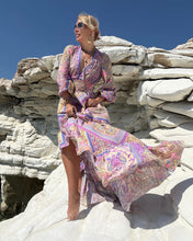 Load image into Gallery viewer, HIPPIE MAXI DRESS with 6 mtrs skirt/ pastel oriental print