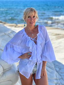 PIRATE BLOUSE/ white cotton voile