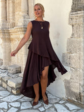Load image into Gallery viewer, 2 TOP / asymetrical , chocolate brown linen jersey
