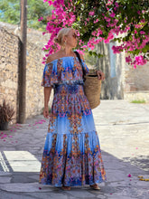 Load image into Gallery viewer, BAGGY MAXI DRESS/ cobalt oriental print