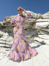 Load image into Gallery viewer, HIPPIE MAXI DRESS with 6 mtrs skirt/ pastel oriental print