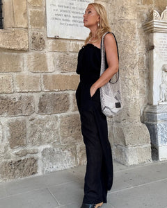 LUNA JUMPSUIT/ black cotton voile