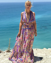 Load image into Gallery viewer, GODDESS MAXI DRESS/ blue orchid oriental print