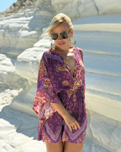 Load image into Gallery viewer, SHORT KIMONO/ amethyst purple oriental print