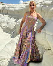 Load image into Gallery viewer, LA ISLA STRAPLESS DRESS/ oriental pastel print violet +butter yellow