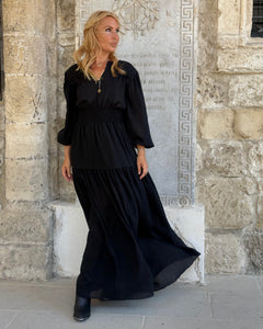 BOHOSOUL MAXI DRESS / black cotton voile