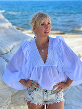 Load image into Gallery viewer, BOHEMIA BLOUSE / white cotton voile with cotton lace