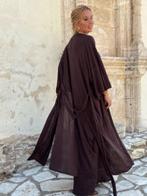 Load image into Gallery viewer, 8 KIMONO COAT / chocolate brown linen jersey