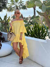 Load image into Gallery viewer, SUNRISE BEACH DRESS WITH SHORT FRONT/ sunny yellow cotton voile