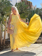 Load image into Gallery viewer, SUNSHINE MAXI DRESS with 6 mtrs volant / sunny yellow cotton voile