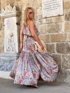 KARIATIDE MAXI DRESS/ Cloudy Blue : pastel colours silk