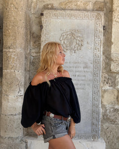CARMEN BLOUSE/ black cotton voile
