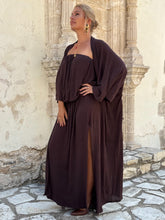 Load image into Gallery viewer, 8 KIMONO COAT / chocolate brown linen jersey