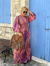 Load image into Gallery viewer, HIPPIE MAXI DRESS/ amethyst purple oriental print