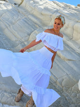 Load image into Gallery viewer, GYPSETTE SKIRT WITH RUFFLES , 6 mtrs volant/ white cotton voile