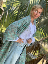 Load image into Gallery viewer, TWEED COAT/ turquoise+grey+beige tweed