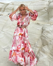 Load image into Gallery viewer, YASMINE MAXI DRESS with 6 mtrs volant/ blush pink xl flowers
