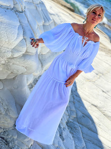 BELLA MAXI DRESS/ white cotton voile