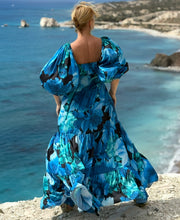 Load image into Gallery viewer, BONITA MAXI DRESS / dark turquoise xl flowers