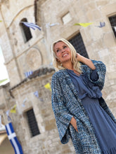Load image into Gallery viewer, TWEED COAT / denim blue melange silk