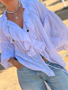 YASMINE TWIST BLOUSE/ white cotton voile