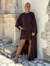 Load image into Gallery viewer, 8 KIMONO COAT / chocolate brown linen jersey