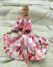 Load image into Gallery viewer, A SET: CARMEN BLOUSE +GYPSETTE MAXI SKIRT / blush pink xl flowers