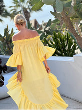 Load image into Gallery viewer, SUNRISE BEACH DRESS WITH SHORT FRONT/ sunny yellow cotton voile