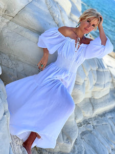 BELLA MAXI DRESS/ white cotton voile