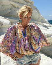 Load image into Gallery viewer, THALASSA BLOUSE / oriental print pastel lilac + butter yellow