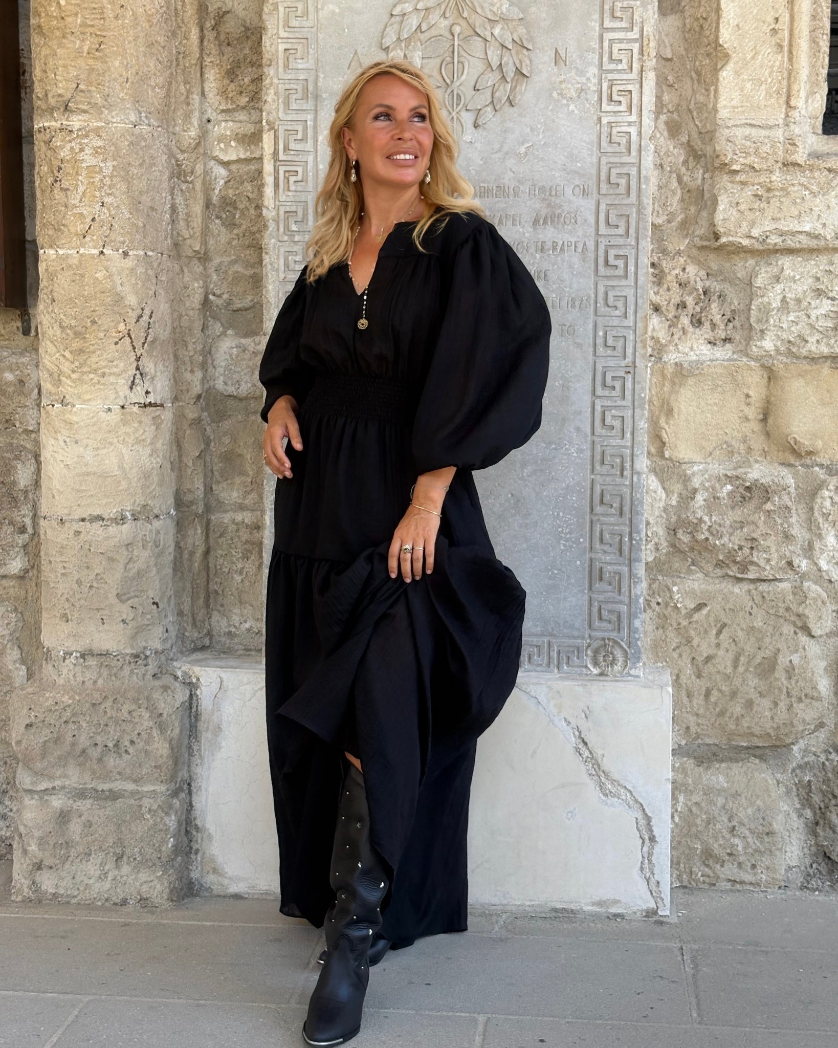 black cotton voile dress THE POET DRESS in Black COTTON Voile Black Voile / 2026CORE265 BLV / 2
