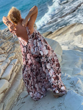 Load image into Gallery viewer, BAGGY MAXI DRESS/ silk with beige, chocolate, powder pink floral print