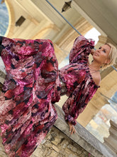 Load image into Gallery viewer, AURA  DRESS/ red and pink floral chiffon