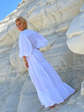 Load image into Gallery viewer, BOHOSOUL MAXI DRESS, 6 mtrs volant / white cotton voile