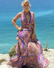 Load image into Gallery viewer, GODDESS MAXI DRESS/ blue orchid oriental print