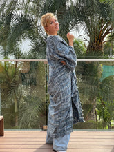 Load image into Gallery viewer, TWEED COAT / denim blue melange silk