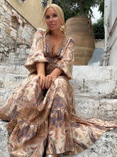 Load image into Gallery viewer, HIPPIE MAXI DRESS/ cafe latte paisley