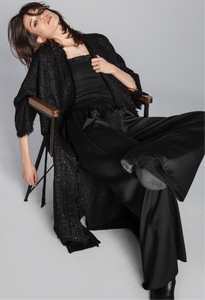 TWEED KIMONO COAT/ sparkling black