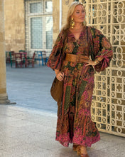 Load image into Gallery viewer, THALASSA MAXI DRESS/ tourmaline print with golden thread