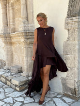 Load image into Gallery viewer, 5 FULL CIRCLE ASYMETRICAL SKIRT/ chocolate brown linen jersey