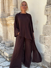 Load image into Gallery viewer, 3 TROUSERS / chocolate brown linen jersey