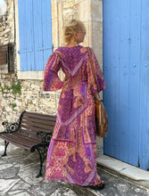 Load image into Gallery viewer, HIPPIE MAXI DRESS/ amethyst purple oriental print