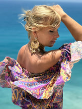 Load image into Gallery viewer, FLAMENCO TOP LONG/ blue orchid print