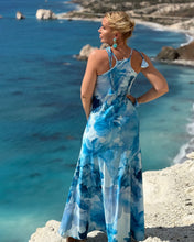 Load image into Gallery viewer, SLIP MAXI DRESS/ light blue xl flowers