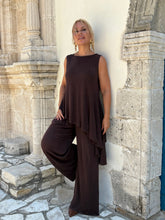 Load image into Gallery viewer, 3 TROUSERS / chocolate brown linen jersey