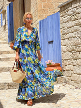 Load image into Gallery viewer, BOHOSOUL MAXI DRESS/ blue floral print