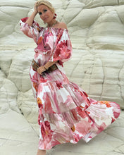 Load image into Gallery viewer, GYPSETTE MAXI SKIRT with 6 mtrs volant/ blush pink xl flowers